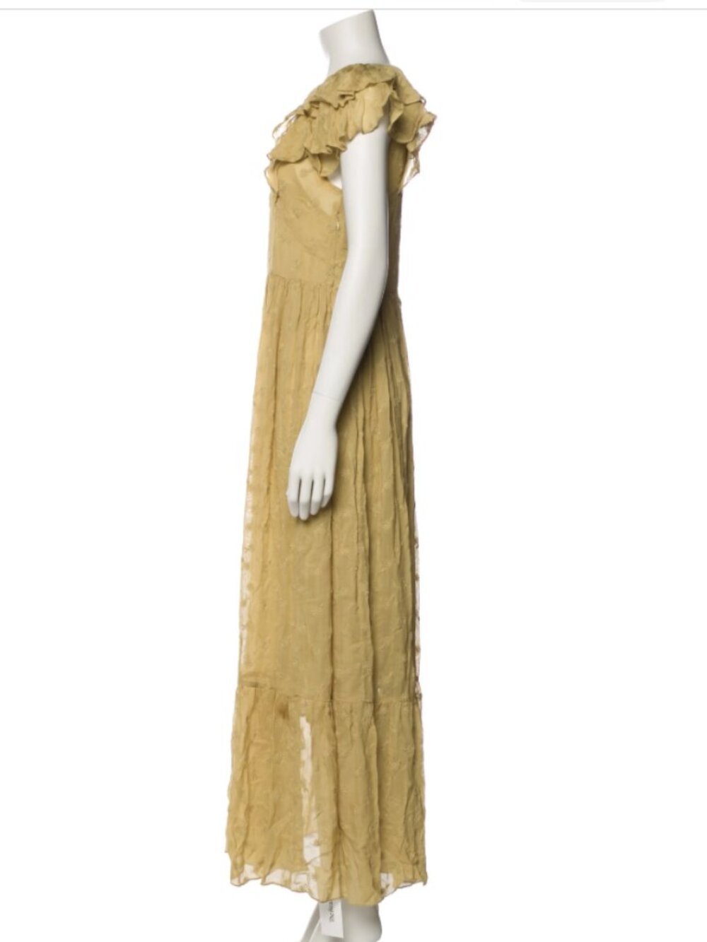 DÔEN Crew Neck Ruffle Maxi Dress Boho Cottagecore Romantic Prairie S - Picture 6 of 8